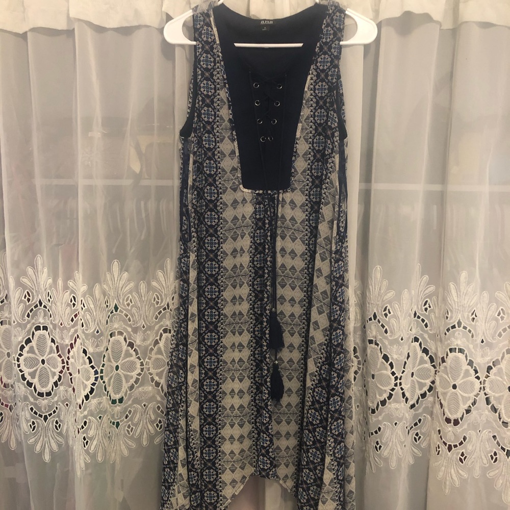 ANA asymmetrical dress in Patterned blue